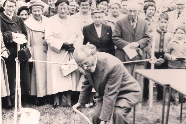 Cutting of the first sod at St Francis Church, Horley, on September 28, 1957