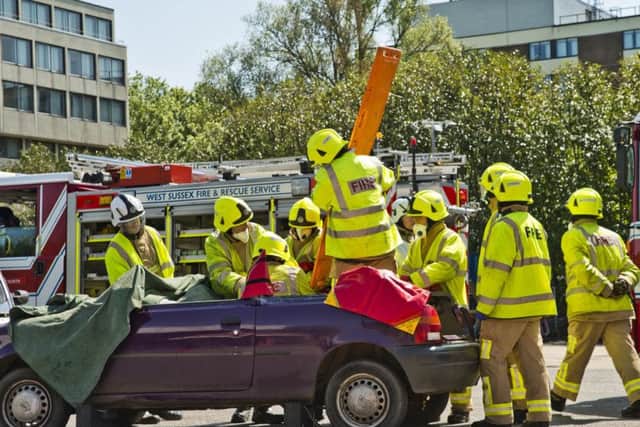 Demonstrating actions taking in a road traffic accident