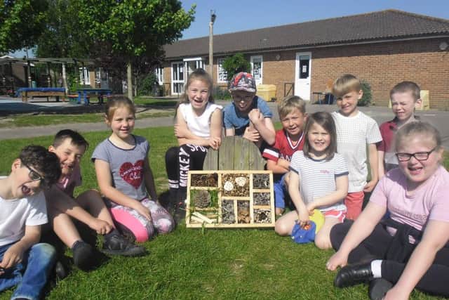 The students have made bug hotels for the Steyning Downland scheme