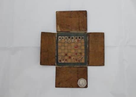 Folding chess set made by Roger's father Peter Berry in Changi Prison, Singapore whilst a Japnese POW