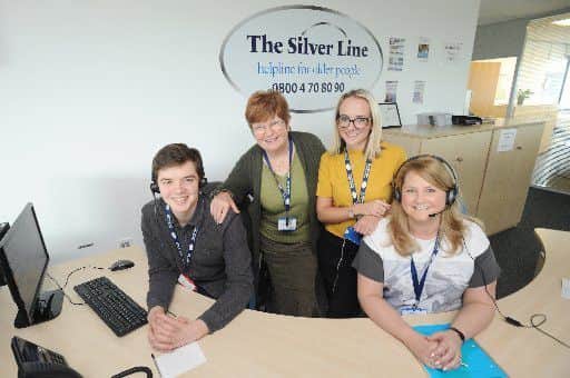 Staff at The Silver Line, a national helpline for older people. Pictured L-R are Adam Martin-Brooks, Verna Bradley, Tayler Dean and Joanne Higgins.