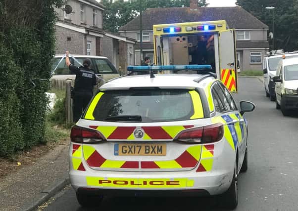 Police were called to Adelaide Square, in Shoreham, after reports a man was stabbed in the leg. Picture: Eddie Mitchell