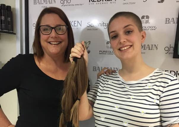 Kerri Bradford and her auntie Carol Brown. Kerri had more than six inches of hair cut off for the Little Princess Trust