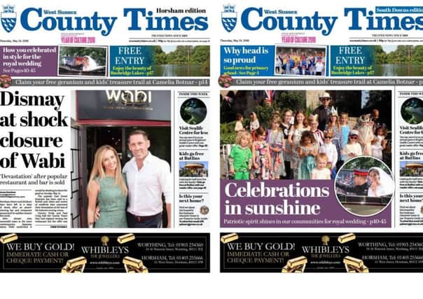 Front pages of the West Sussex County Times (Thursday May 24 edition)