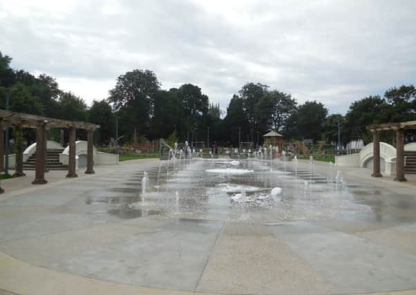 The Level fountains in operation, picture licenced by Creative Commons by Paul-Gillett
