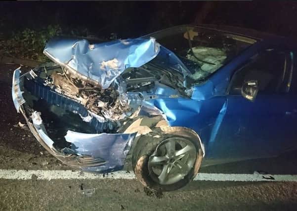No-one was injured in the head-on collision on the A281 in Crabtree. Picture: Sussex Roads Police