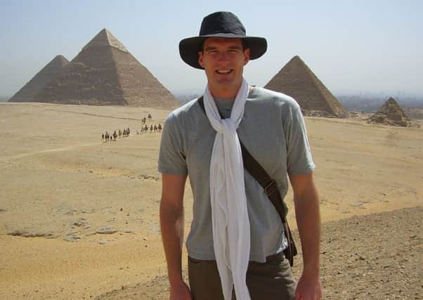 Dan Snow at the Pyramids in Egypt