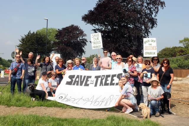 DM1853206a.jpg. Campaigning against felling trees in car park of new Audi dealership in Angmering. Photo by Derek Martin Photography SUS-180526-194001008