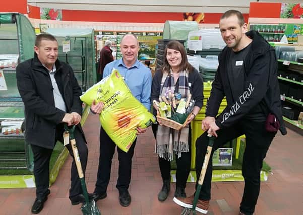 Paul Thompson (Engagement Worker, Meadowfield Hospital), Nick Joad (Centre manager, Haskins Garden Centre in Roundstone) Tara Williams (Occupational Therapist, Meadowfield Hospital) and then James Peters (Matron, Meadowfield Hospital)