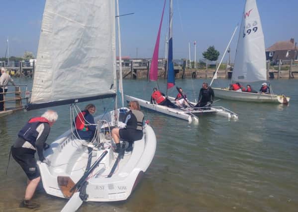 Natalie with Andrew and Mary at Rye Harbour Sailing Club's Push the Boat Out 2018 SUS-180530-150340001