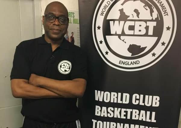Eric Douglin promoting the World Club Basketball Tournament.