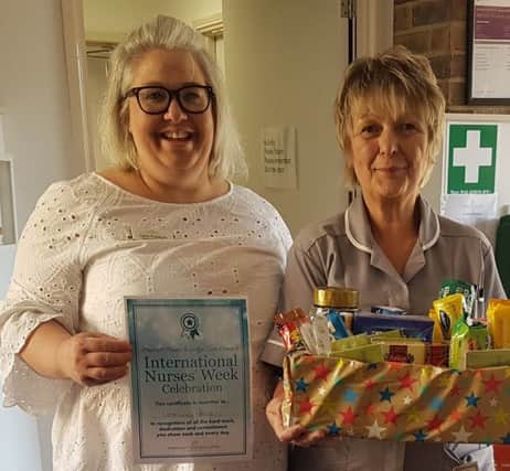 District nurses with a basket of goodies