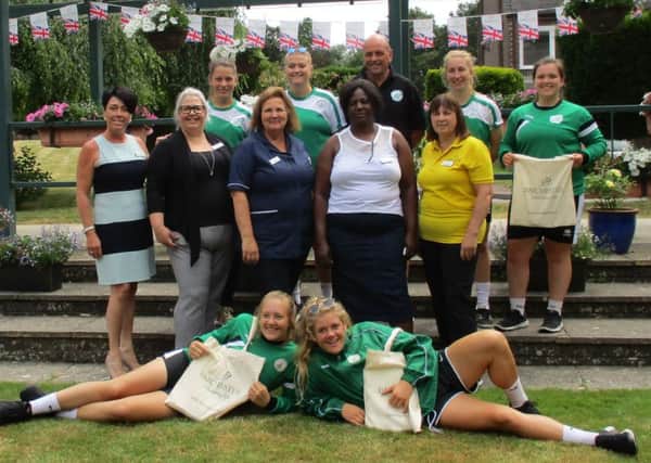 Marriott House and Lodge Care Home staff with the Chichester Ladies football team