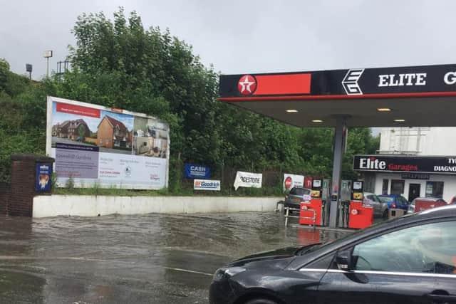 Flooding at the petrol station near Haywards Heath railway station. Picture: Claire Barber