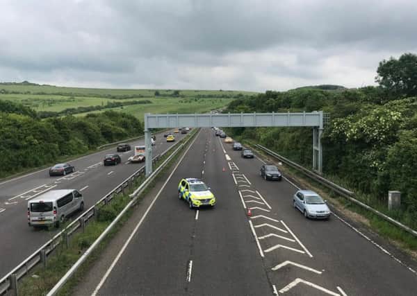 The A27 has been closed due to a multi-vehicle accident. Picture: Eddie Mitchell