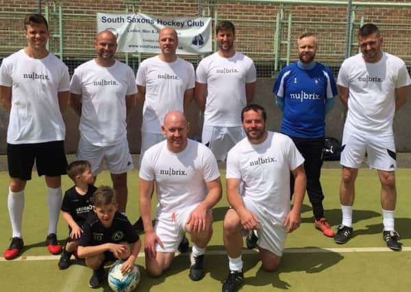 The Nubrix team at a charity football tournament in Hastings including ex-professionals Dean Hammond (back left) and Kerry Mayo (front left).