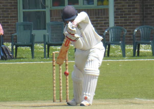 Joe Billings at the crease during the early stages of his tremendous hundred against Horsham last weekend. Picture by Simon Newstead