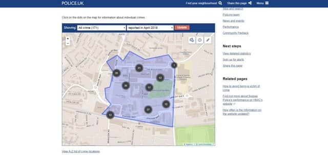 Crawley town centre crime map
