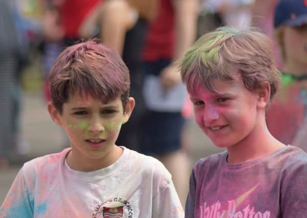 School children and teachers from St Mary's CofE Primary School gathered for Pulborough's first colour run on Sunday