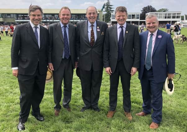MPs Jeremy Quin, Nick Herbert, Sir Nicholas Soames, Richard Benyon and Chris Davies at the South of England Show on Friday