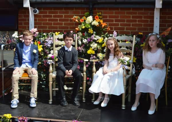 May Prince Jack Coleman, May King Edward Armstrong, May Queen Orlaith Lydon and May Princess Zoe Squire