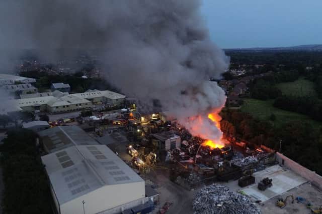 The fire at the industrial estate. Photo: Eddie Mitchell