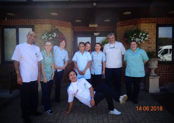 Care staff celebrating at Kingsland House, Shoreham