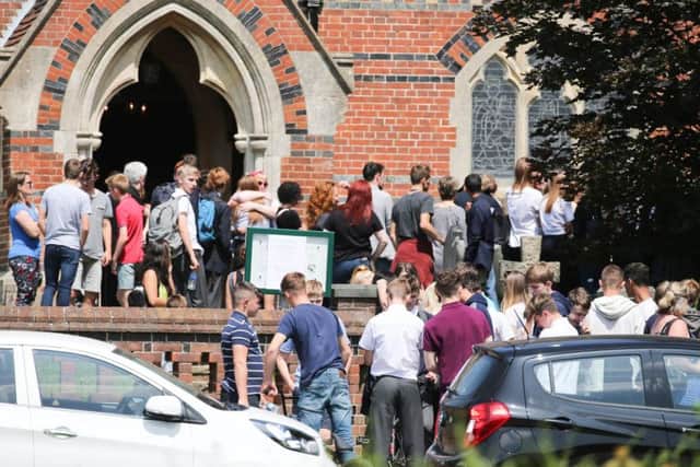 Crowds outside St John's Church in Burgess Hill. Picture: Eddie Mitchell