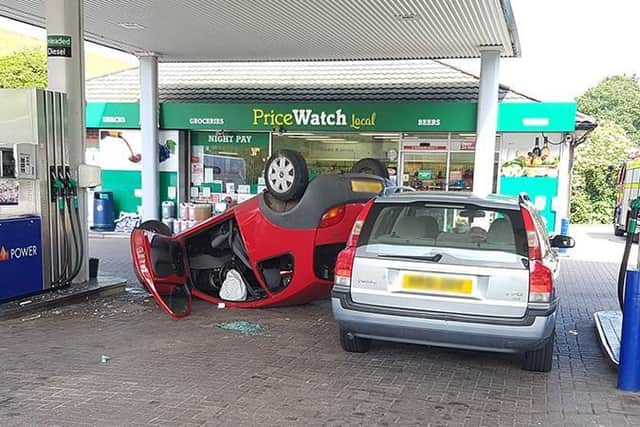 The scene at the petrol station on the A27 near Lewes. Photographs by Eddie Mitchell