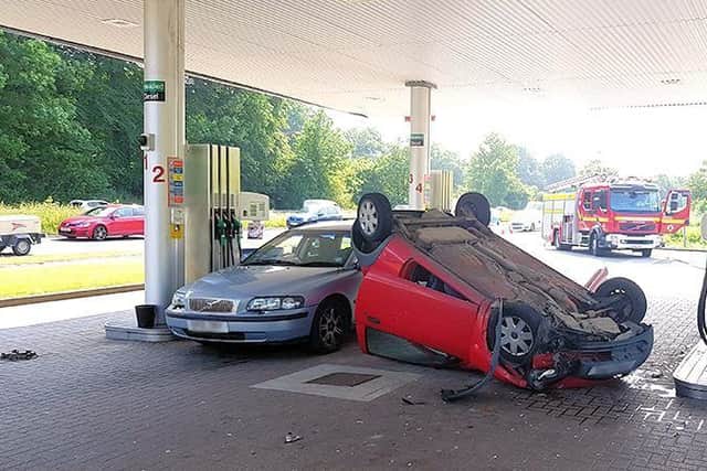 Lucky escape ... the driver was shaken but unhurt