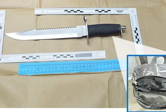 The murder weapon was found in a rucksack
