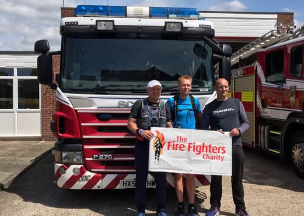 Adam Ford, Matthew Chenery and Dean Hunt arriving at Littlehampton Fire Station