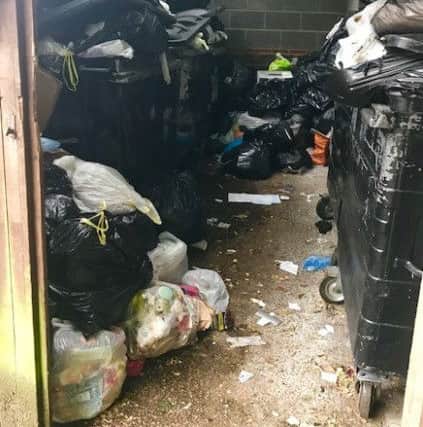 Rubbish not collected from Regency Court in Withdean Rise from May 11 until June 1. Image by Tina Norkett