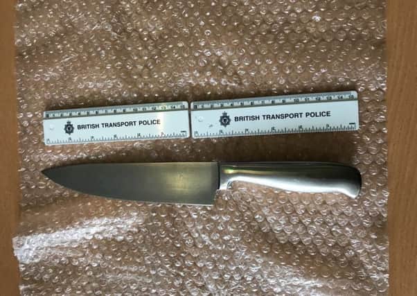 Staff found this knife behind a ticket machine at Worthing Railway Station this week. Picture: British Transport Police