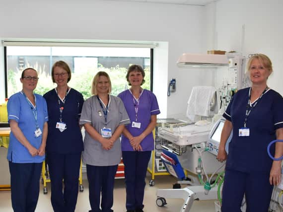 Photo: Wendy Thompsett Special Care Baby Unit Matron (2nd right) with Special Care Baby Unit Nurses