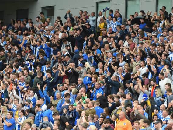 Albion fans pictured at the Amex. Picture by Phil Westlake (PW Sporting Photography)
