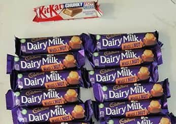Chocolate bars recovered following the robbery