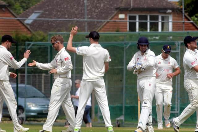 Horsham celebrate a Middleton wicket. Picture by Kate Shemilt