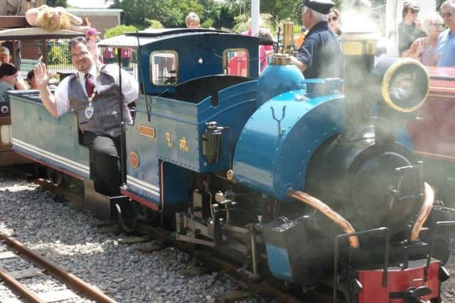 Sherpa, a miniature steam engine at Littlehampton Miniature Railway in Mewsbrook Park