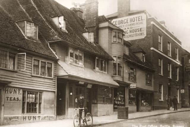 A Homewood postcard of the Post Office at Battle in Sussex.