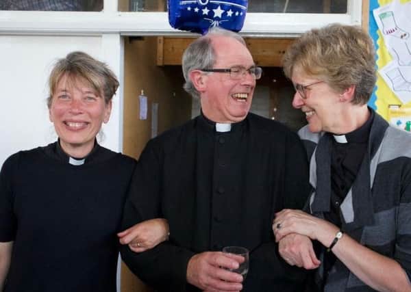 Rev Jane Bartlett with Rev Terry Stratford and Canon Ann Waizeneker