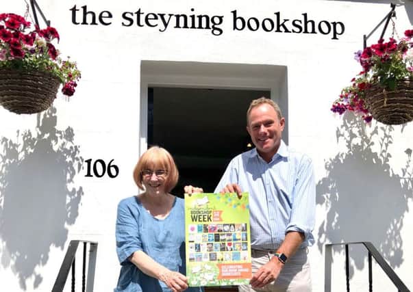 Sara Bowers, owner of The Steyning Bookshop, with Arundel and South Downs MP Nick Herbert