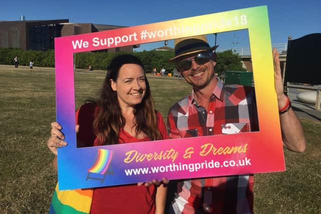Worthing Pride chairman Josie Kelly, left, with co-organiser James Spencer at Beach House Grounds in Worthing