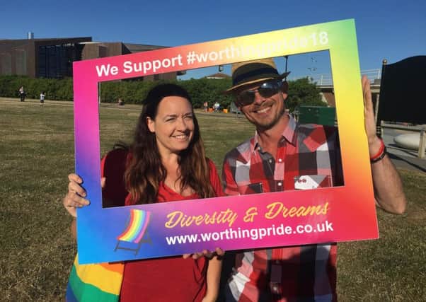 Worthing Pride chairman Josie Kelly with co-organiser James Spencer at Beach House Grounds in Worthing