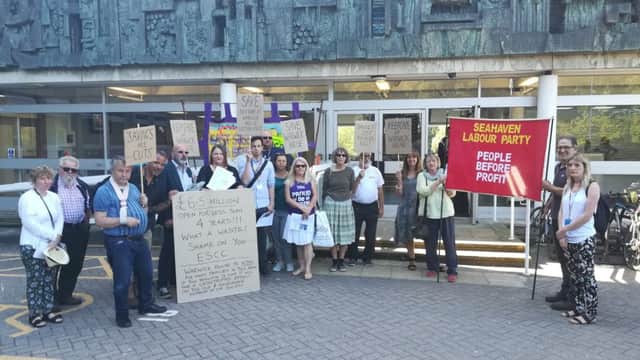 Protesters outside county hall ahead of cabinet meeting on Tuesday (June 26)