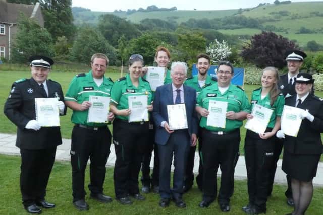 Ray Oliver with the St John Ambulance Chichester volunteers