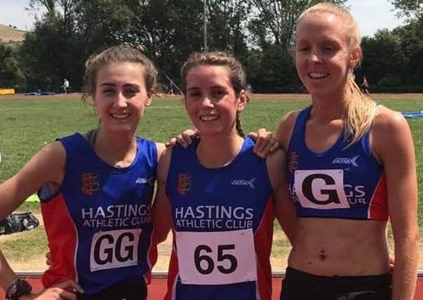 Hastings Athletic Club middle distance trio Louise Nash, Lizzie Clarke and Stacey Clusker. Picture courtesy Terry Skelton