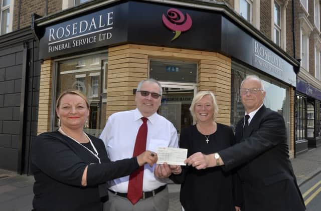 Rosedale Funeral Directors cheque presentation. L-R, Leesa Pattison, Kevin Young, Emma Millnan-Smith and Stephen (Photo by Jon Rigby) SUS-180706-100915008
