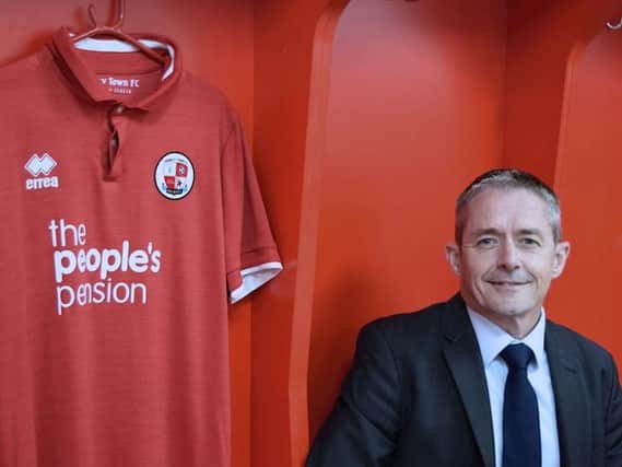 Patrick Heath-Lay, Chief Executive Officer of our main sponsor The People's Pension, with the new 2018-19 Errea home shirt
