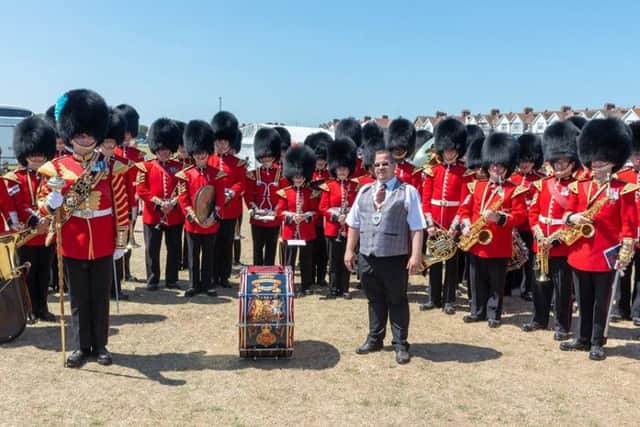 Billy with the Band of the Grenadier Guards Picture: Shaun Roster